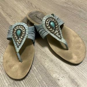 8.5 light blue beaded sandals